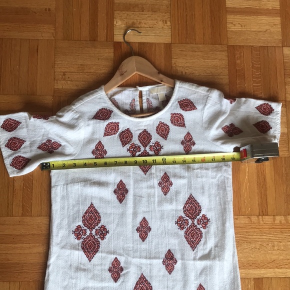 Michael Kors cotton mini dress/tunic white with orange embroidery. - Picture 5 of 7